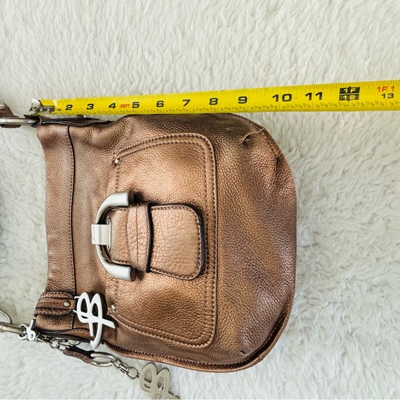 B. Makowsky Metallic Brown Genuine Leather Small Shoulder/Crossbody Bag 10”x9” - Picture 8 of 16